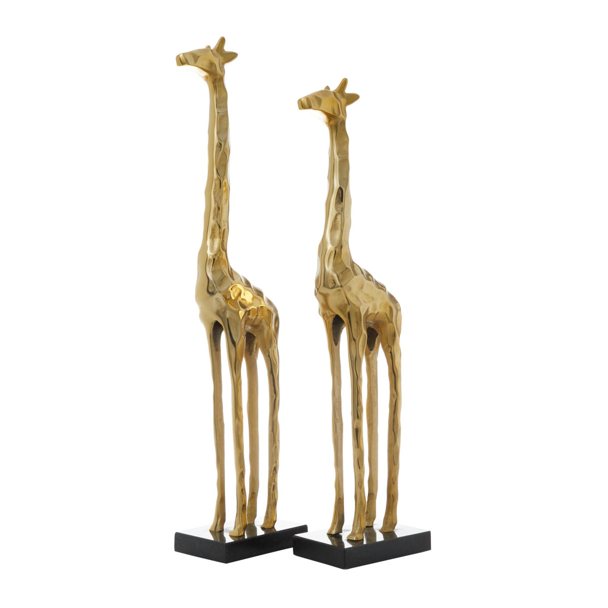 27" Gold Aluminum Giraffe Sculpture Set